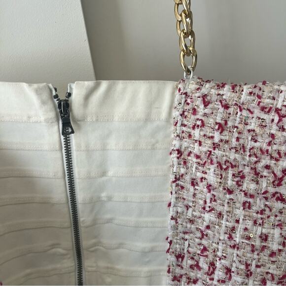 NEW Alice + Olivia Cristi Chain Tweed Crop Top Bustier Pink White US 14 $295 - Picture 12 of 12
